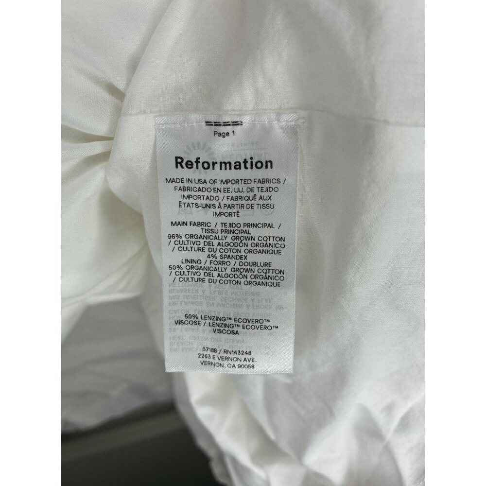 Reformation NWT Nissa Dress White Size 12 Short Sleeve Mini Babydoll Bridal - Picture 5 of 9